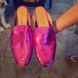 Free people metallic pink mules